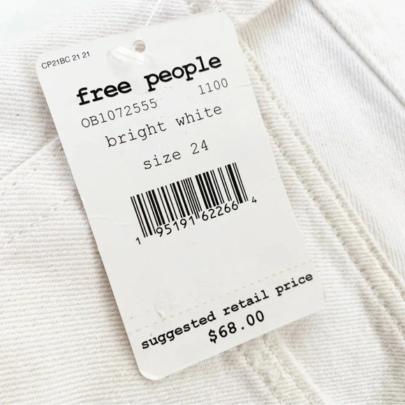 Free People Makai Cutoff Short White Denim Distressed Size 24 NWT - Picture 10 of 11